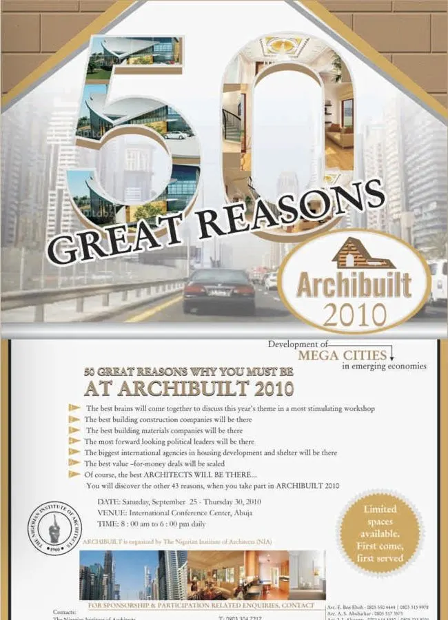 Archibuilt: 50 great reasons — campaign artwork for Nigerian Institute of Architects (NIA)